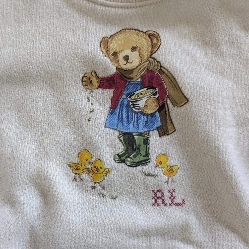 Ralph Lauren 3 Month Sweatshirt Beige With Bear Detail